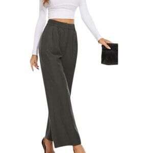 FUNYYZO Wide Leg Trousers High Waist Long Straight Suit Pants Women's M